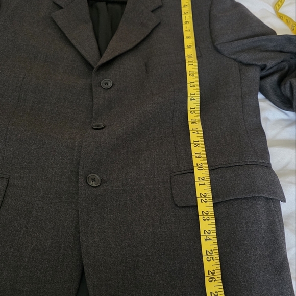 Joseph Feiss International Grey Pure Wool 3 Button Blazer Jacket 44R Preppy Y2K - Picture 6 of 12